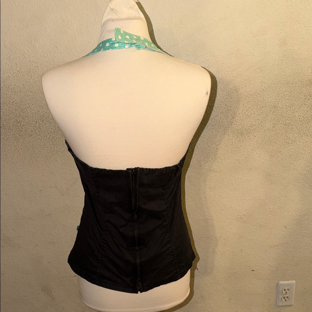Royal Bones Black and Turquoise Halter Top - Picture 3 of 6